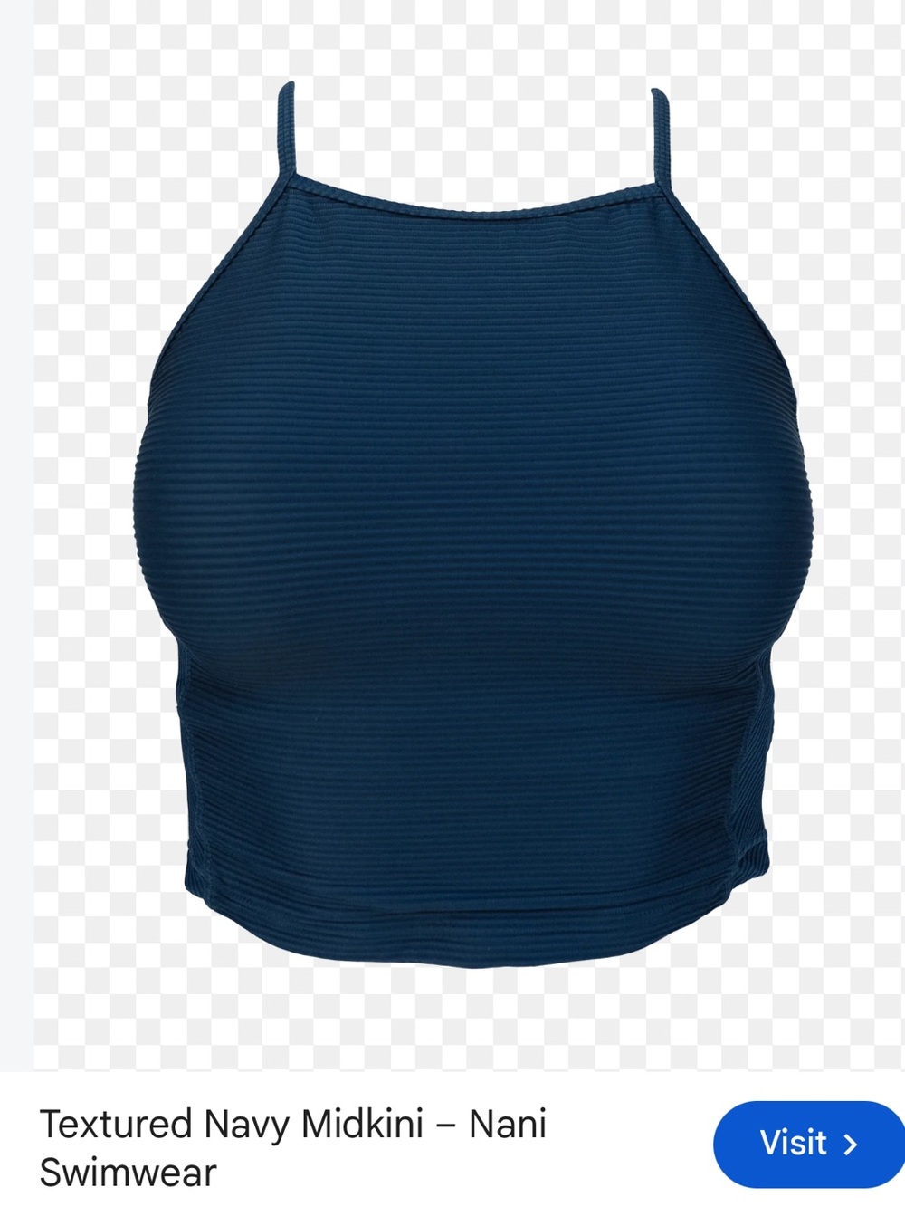 Textured Navy Midkini Tankini Top